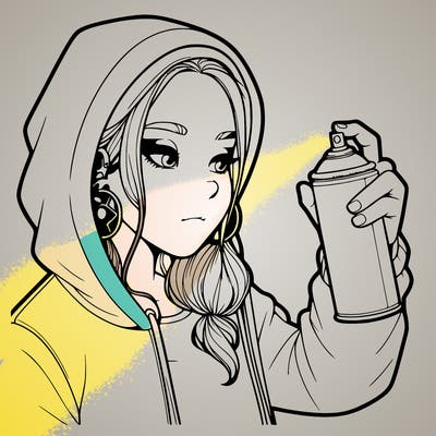 a realistic girl, spray painting