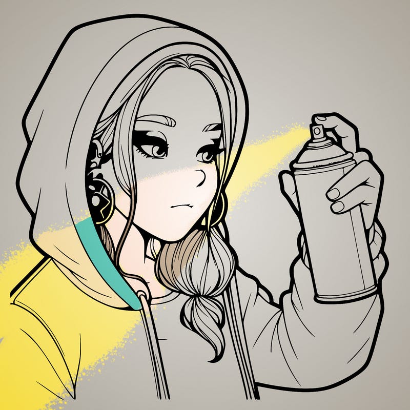 a realistic girl, spray painting