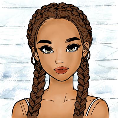 realistic girl with braids