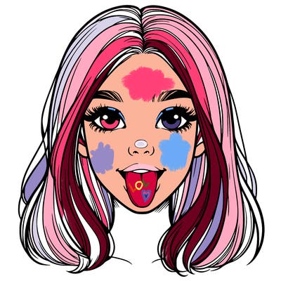 realistic girl with her tongue out