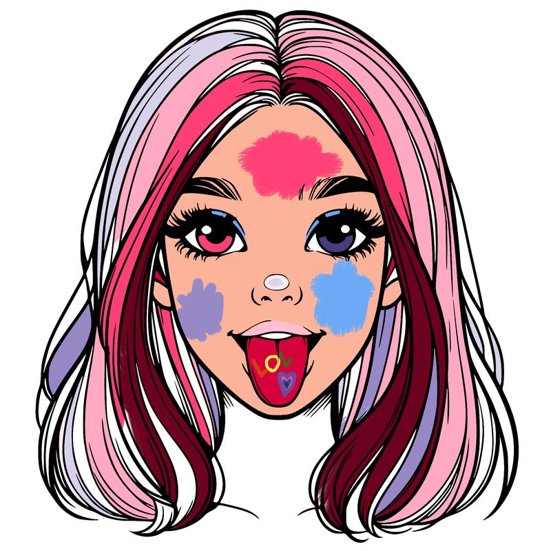 realistic girl with her tongue out