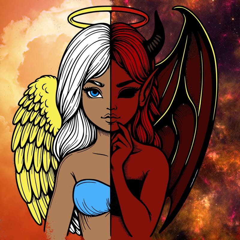 realistic angel half demon