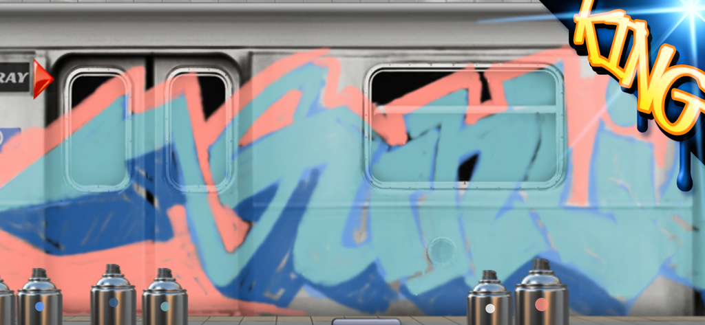 Graffiti Spray Can Art - KING - Œuvre de graffiti numérique peinte sur un wagon de métro avec plusieurs couleurs de bombe de peinture