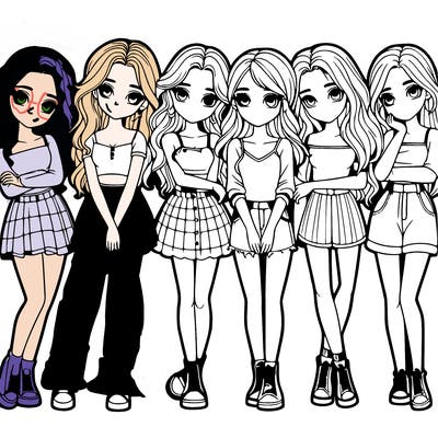 a group of girls realistic