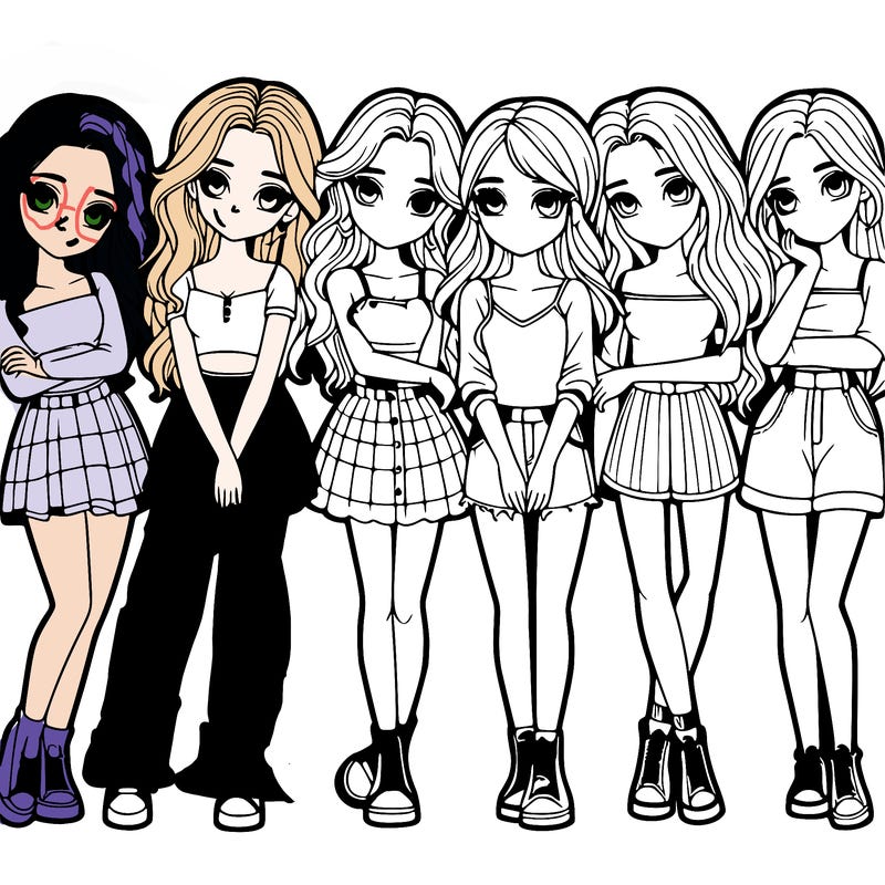 a group of girls realistic