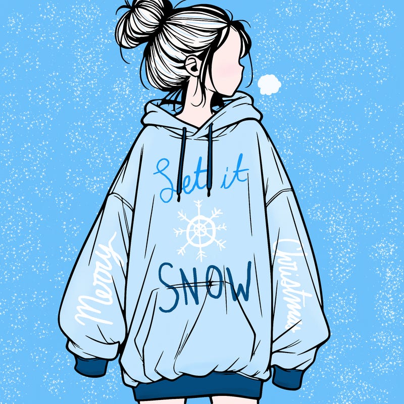 realistic girl with a oversized sweatshirt on and a bun