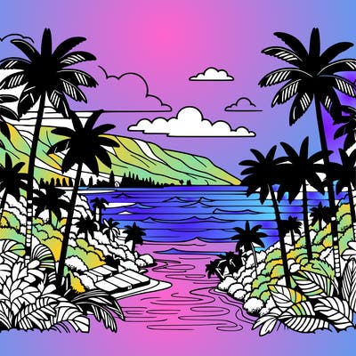 view of the ocean in hawaii lots of palm trees and beautiful view