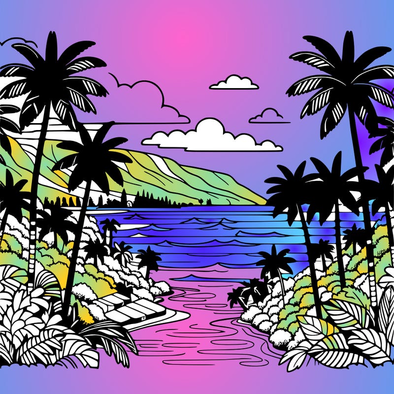 view of the ocean in hawaii lots of palm trees and beautiful view