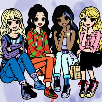 five teenage girls