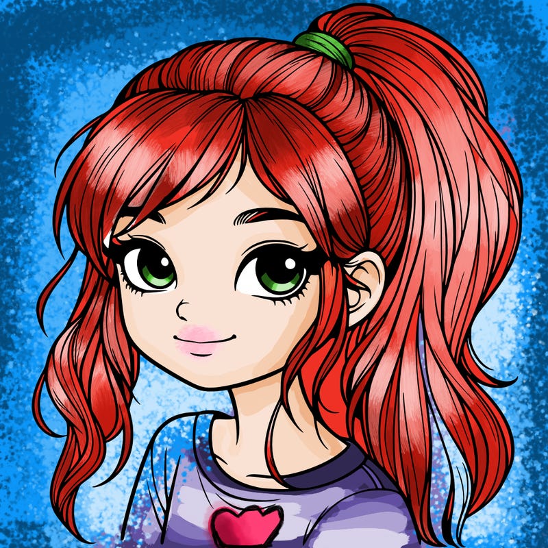 realistic girl with ponytail