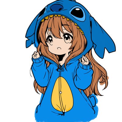 anime girl in a stitch onsie