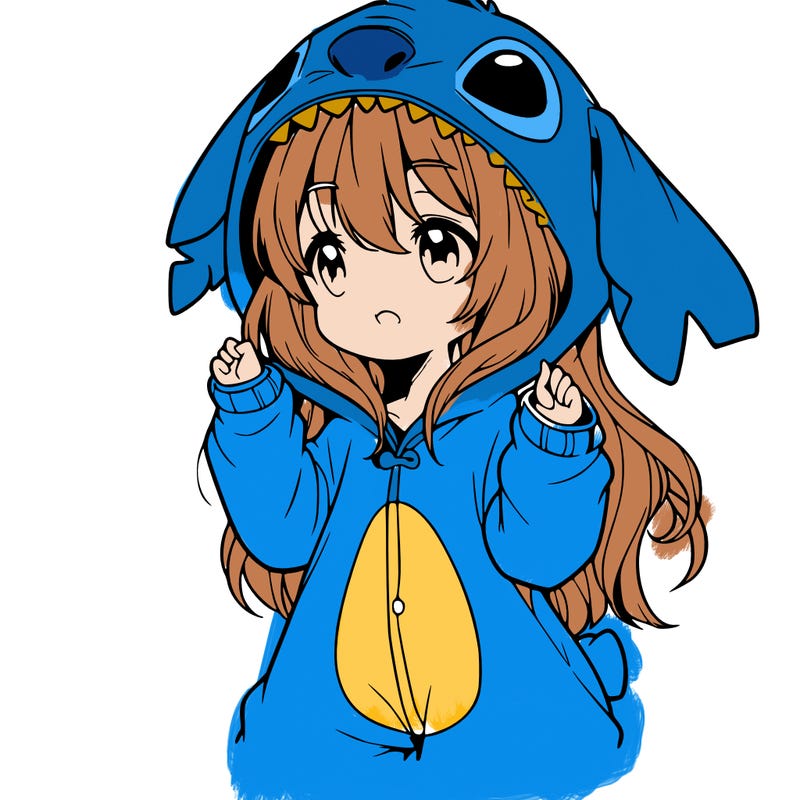 anime girl in a stitch onsie