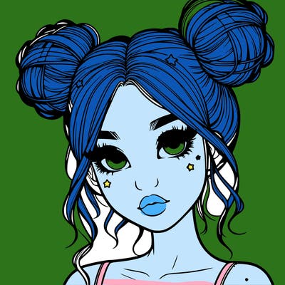 realistic girl with space buns