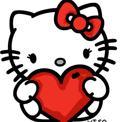 hello kitty with a hart