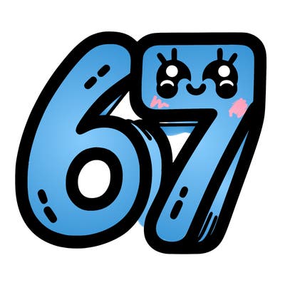 the numbers 67