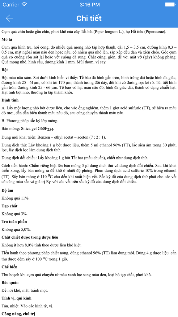 Y học - Dược lý - Detailed medicinal plant description and pharmacological properties in the Vietnamese Y hoc Duoc ly app