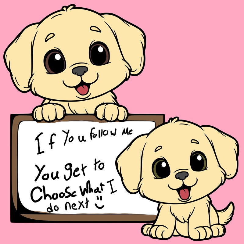 puppy holding up a blank sign