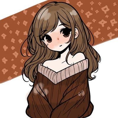 shy pretty girl wearing a sweater that is falling off one shoulder portrait