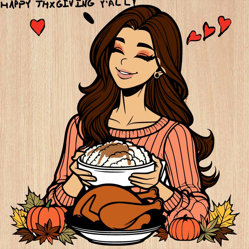 realistic woman celebrating fhanksgiving