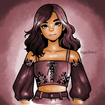 realistic girl with crop top