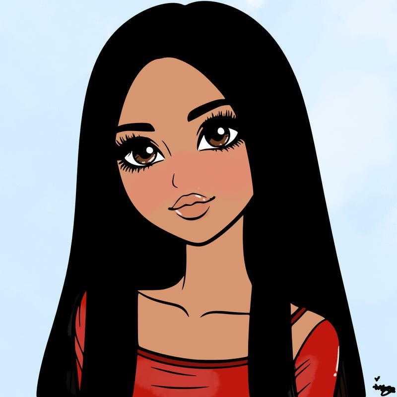 realistic girl with straight and long hair