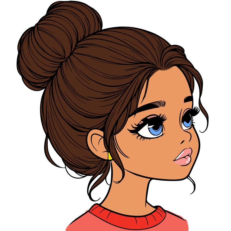 realistic girl with bun