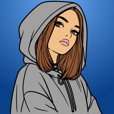 a realistic girl in a hoodie