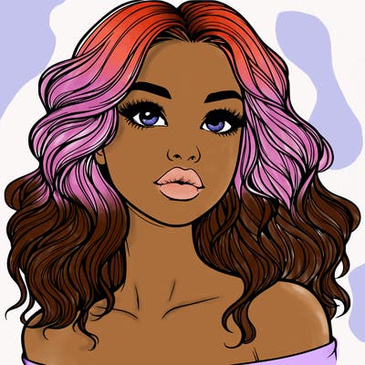 realistic girl with wavy hair and lips