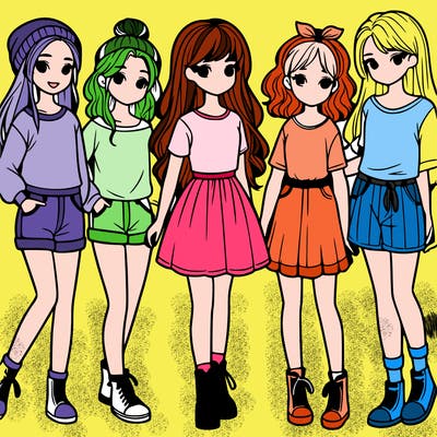 a group of five girls