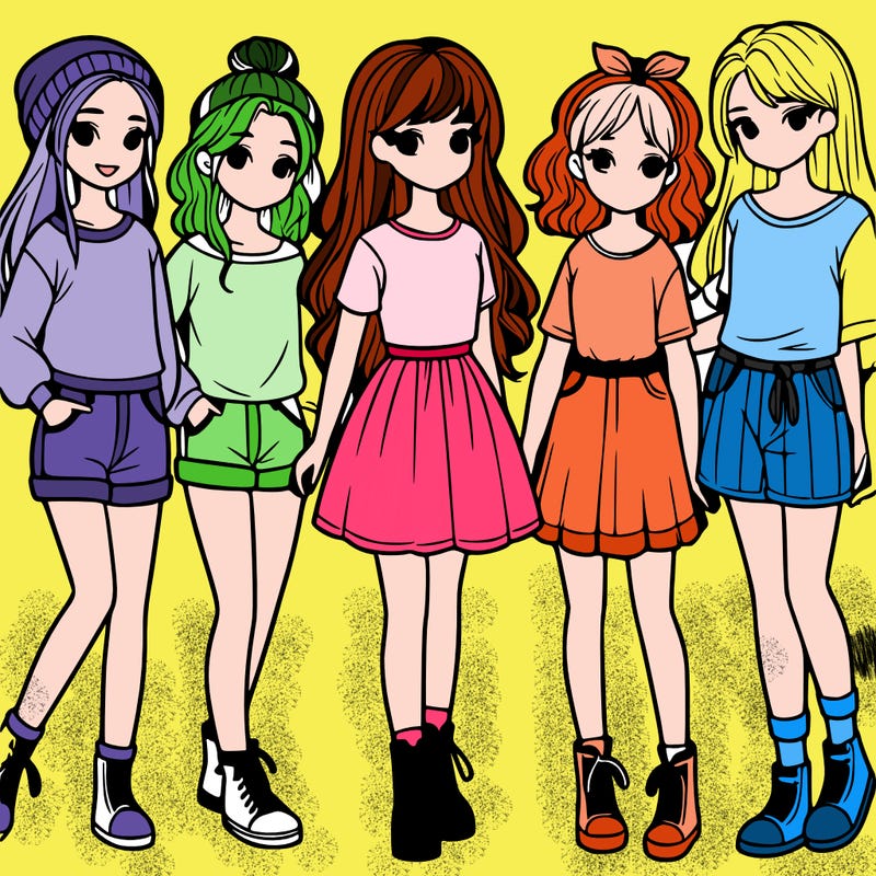 a group of five girls