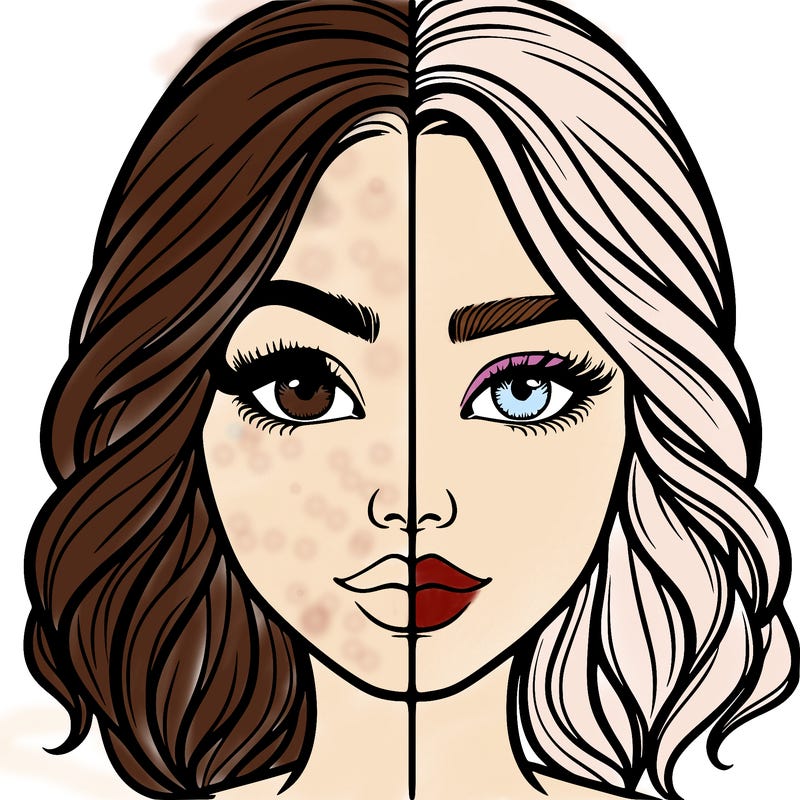 realistic girl split half