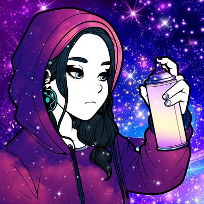 a realistic girl, spray painting