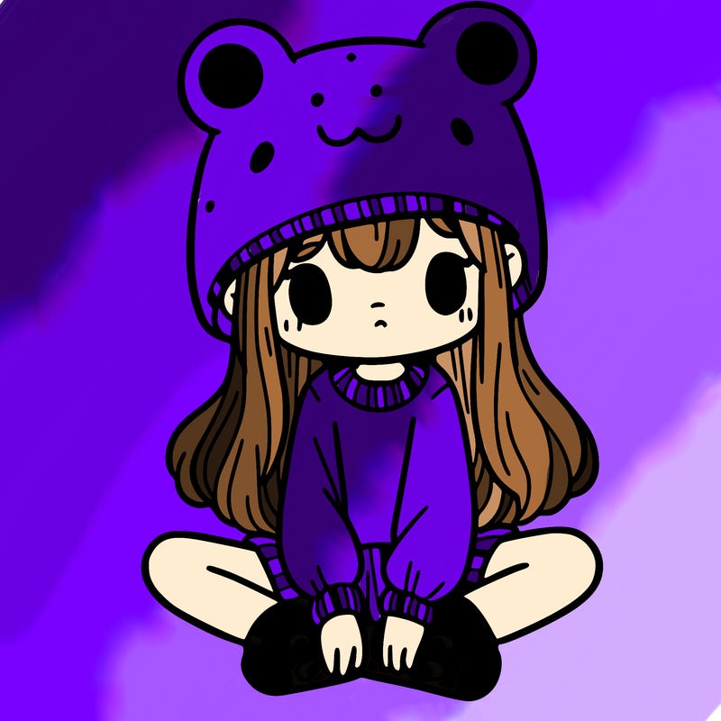 a girl wearing a frog hat and some frog socks