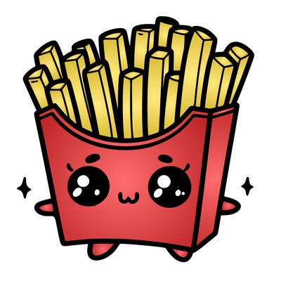 a cute. french fries