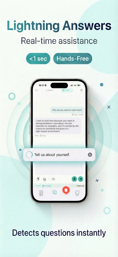 Interview AI Copilot: IT Buddy - Screenshot of Interview AI Copilot app showing real-time question detection and lightning-fast answers.