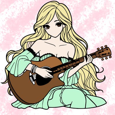 beautiful girl playing the guitar