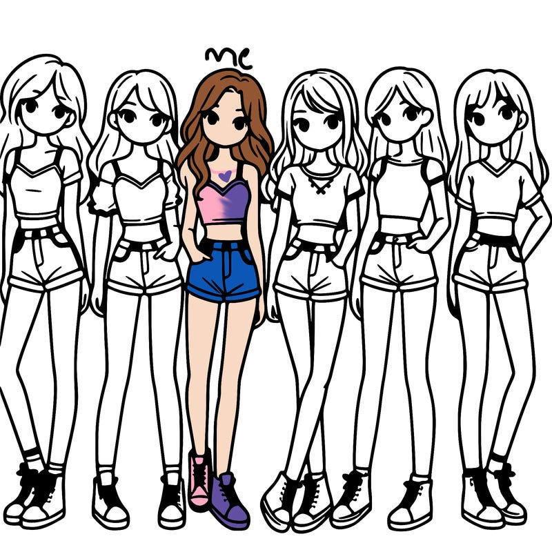 a group of girls wearing crop tops and shorts