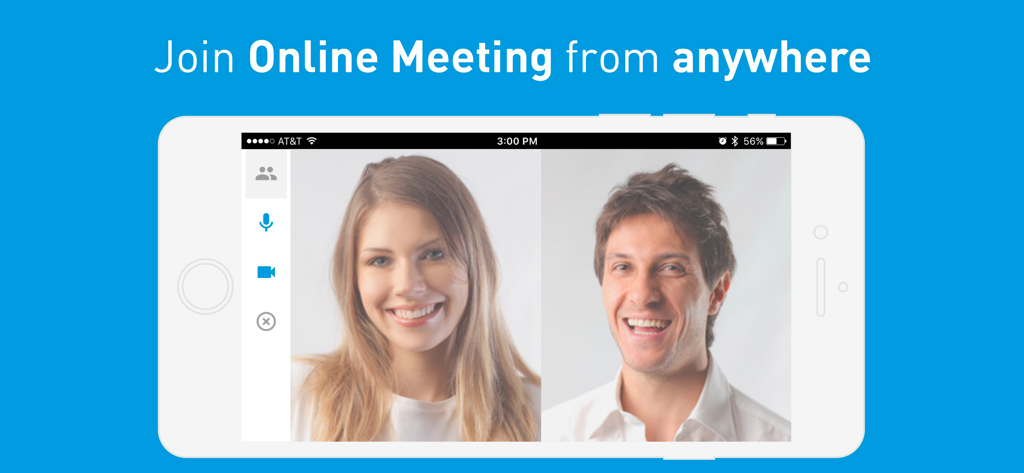 Interfaz de una aplicación móvil que muestra una videoconferencia entre dos personas en la pantalla de un teléfono inteligente.