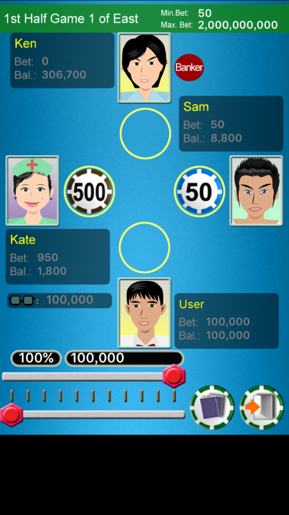 Chinese Poker - Best Pusoy,Thirteen,Pineapple,Russian Poker - Mobile game interface of Chinese Poker showing betting sliders and player avatars