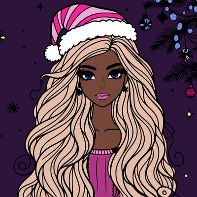 christmas fashionable female model and long hair