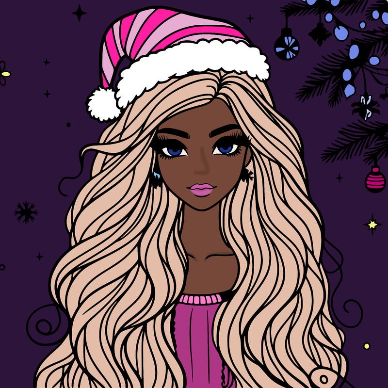 christmas fashionable female model and long hair