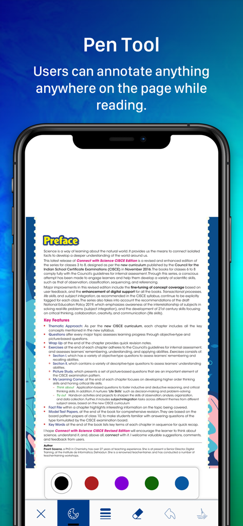 Oxford Educate - Oxford Educate app interface showing the pen tool for eBook annotation