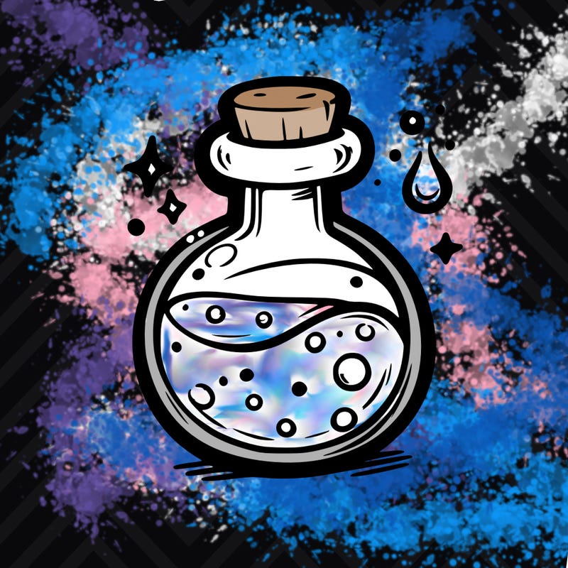 potion with a watery or liquid look like its being moved by magic