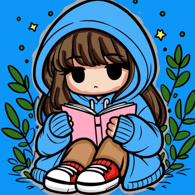 girl in oversized hoodie reading a book