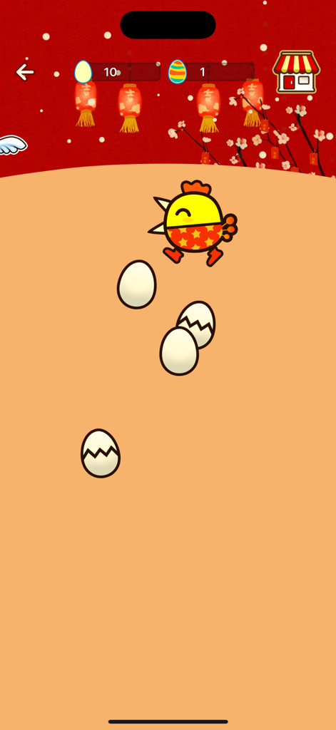 Happy Chicken: New Friends - Happy chicken character laying eggs in a festive game level