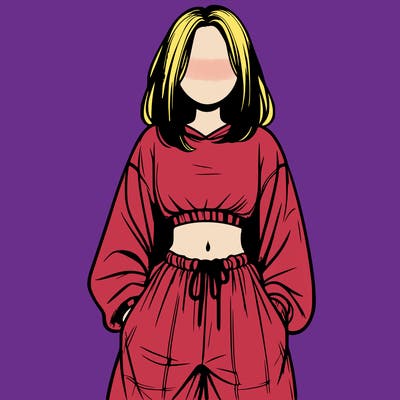 realistic girl faceless with baggy pants and a crop top