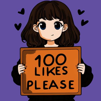 a girl holding a sign saying 100 likes please