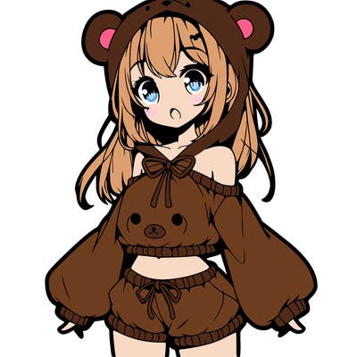 anime girl with teddy bear outfit