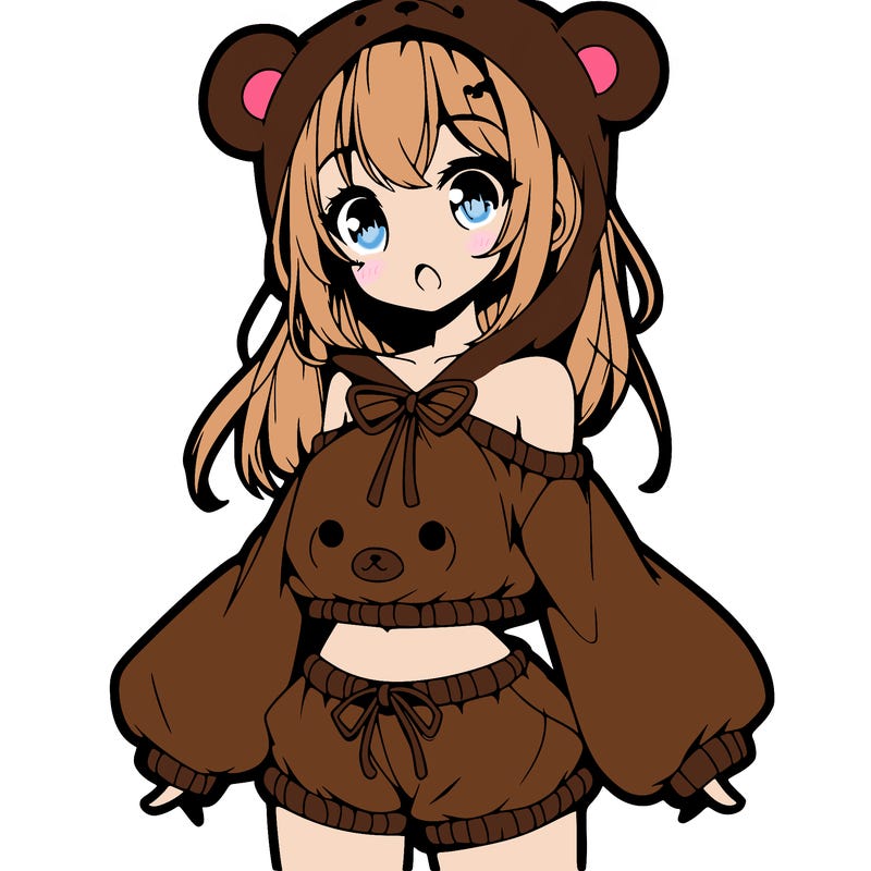 anime girl with teddy bear outfit