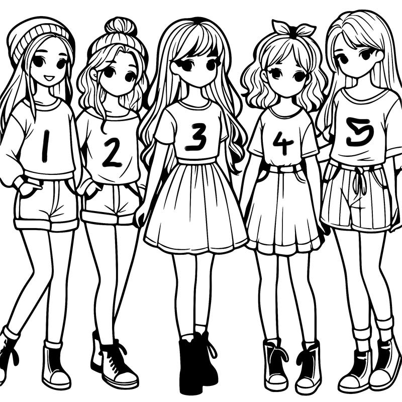 a group of five girls